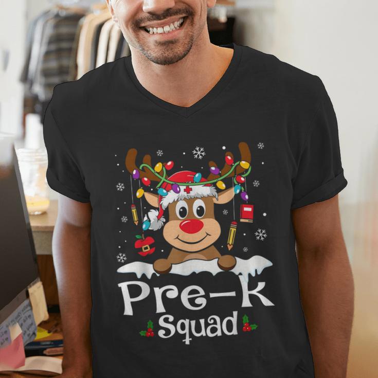 Pre-k Teacher Squad Reindeer Teacher Christmas Men's V-Neck T-Shirt, funny gift