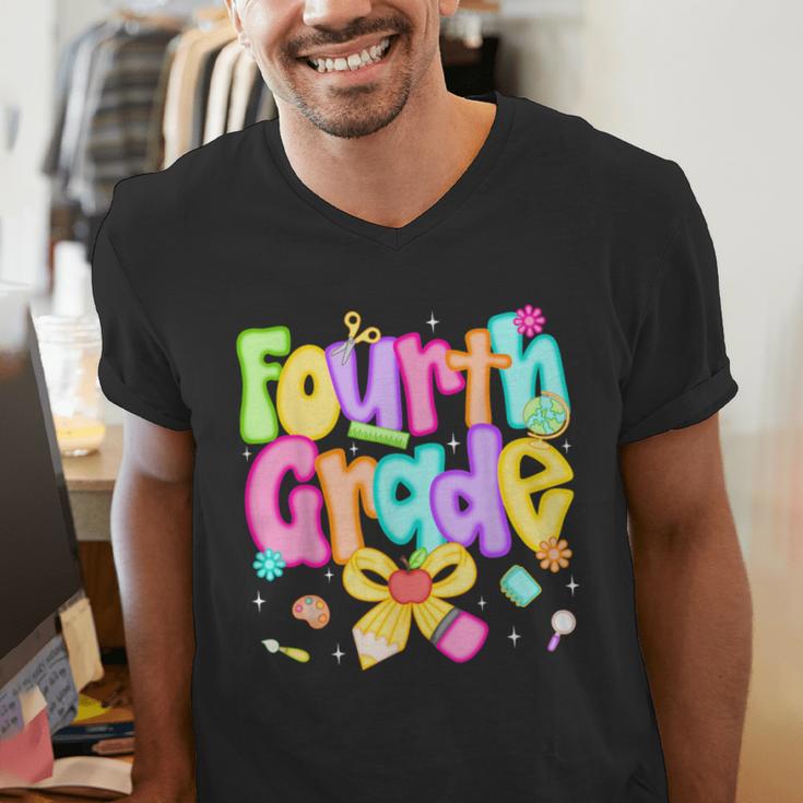 Preppy Fourth Grade Back To School 4th Grade Teacher Girls Men's V-Neck T-Shirt, 4th Grade Teacher Shirts, funny gift