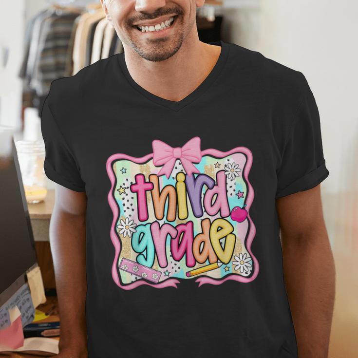 Preppy Third Grade Back To School Teacher Girl Kid Men's V-Neck T-Shirt, funny gift