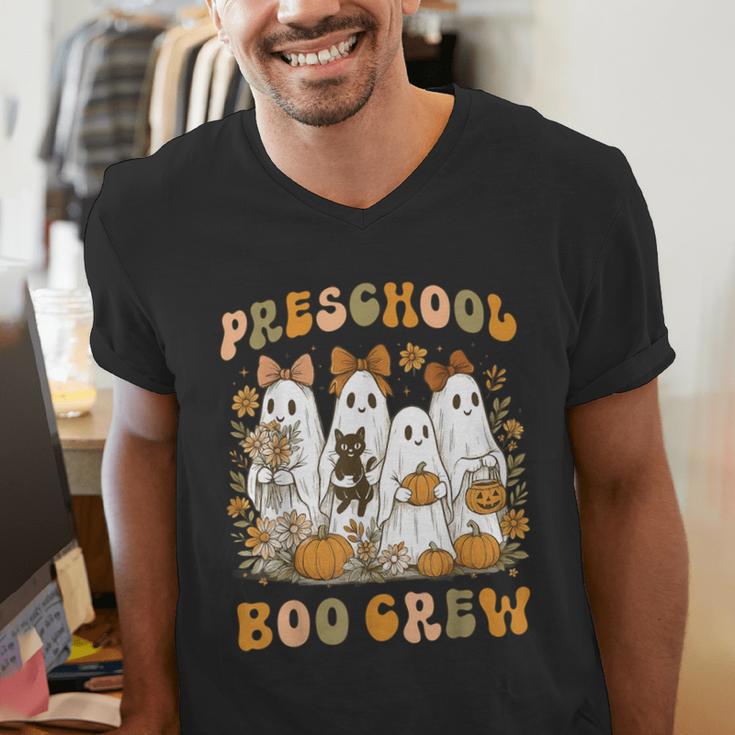 Preschool Boo Crew Teacher Kids Halloween Ghost Cat Pumpkin Men's V-Neck T-Shirt, funny gift Preschool Boo Crew Teacher Kids Halloween Ghost Cat Pumpkin Men's V-Neck T-Shirt, funny gift