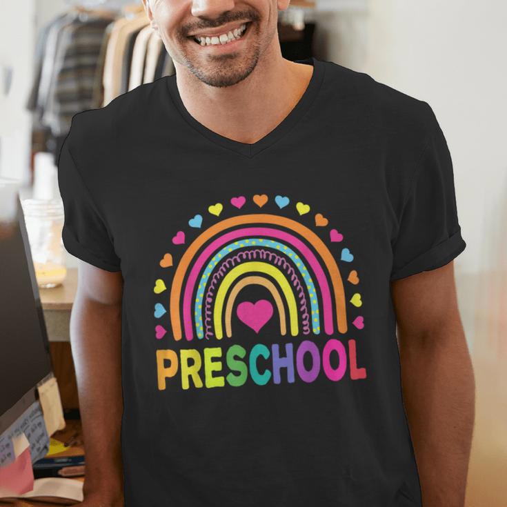 Preschool Rainbow Girls Boys Kids Teacher Back To School Men's V-Neck T-Shirt, funny gift Preschool Rainbow Girls Boys Kids Teacher Back To School Men's V-Neck T-Shirt, funny gift