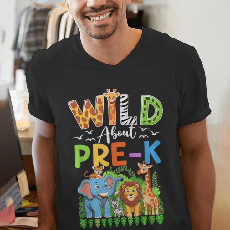 Preschool Teacher Kids Back To School Wild About Pre-K Men's V-Neck T-Shirt, funny gift