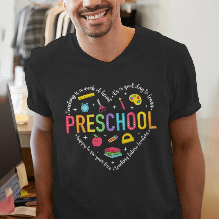 Preschool Teacher Pre-K Heart First Day Of Preschool Kids Men's V-Neck T-Shirt, funny gift Preschool Teacher Pre-K Heart First Day Of Preschool Kids Men's V-Neck T-Shirt, funny gift