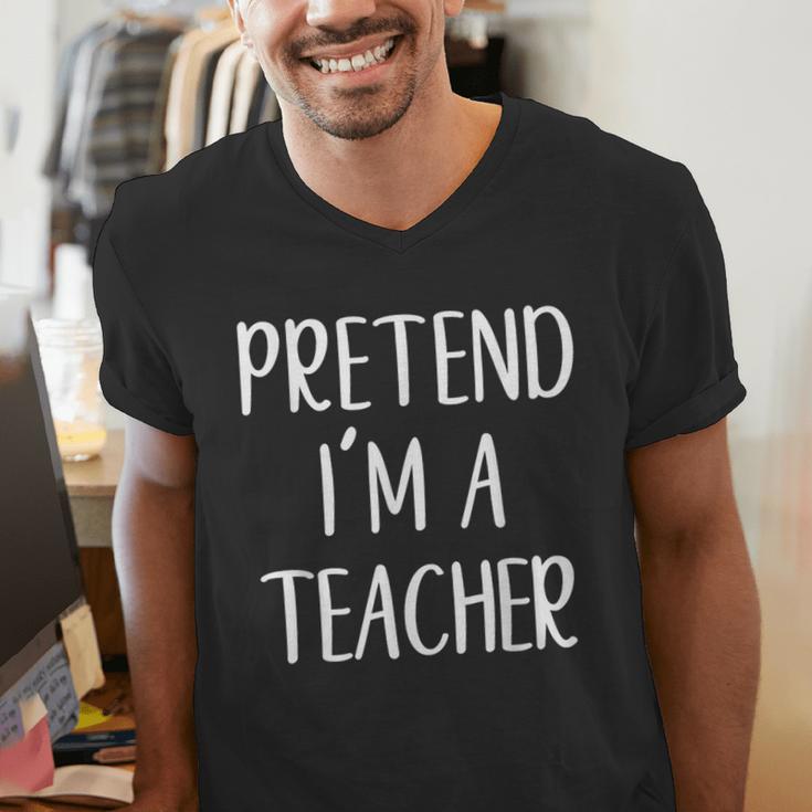 Pretend I'm A Teacher Costume Halloween Easy Adult Kid Men's V-Neck T-Shirt, funny gift Pretend I'm A Teacher Costume Halloween Easy Adult Kid Men's V-Neck T-Shirt, funny gift