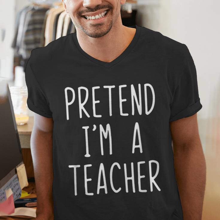 Pretend I'm A Teacher Costume Halloween Lazy Adult Kids Men's V-Neck T-Shirt, funny gift Pretend I'm A Teacher Costume Halloween Lazy Adult Kids Men's V-Neck T-Shirt, funny gift