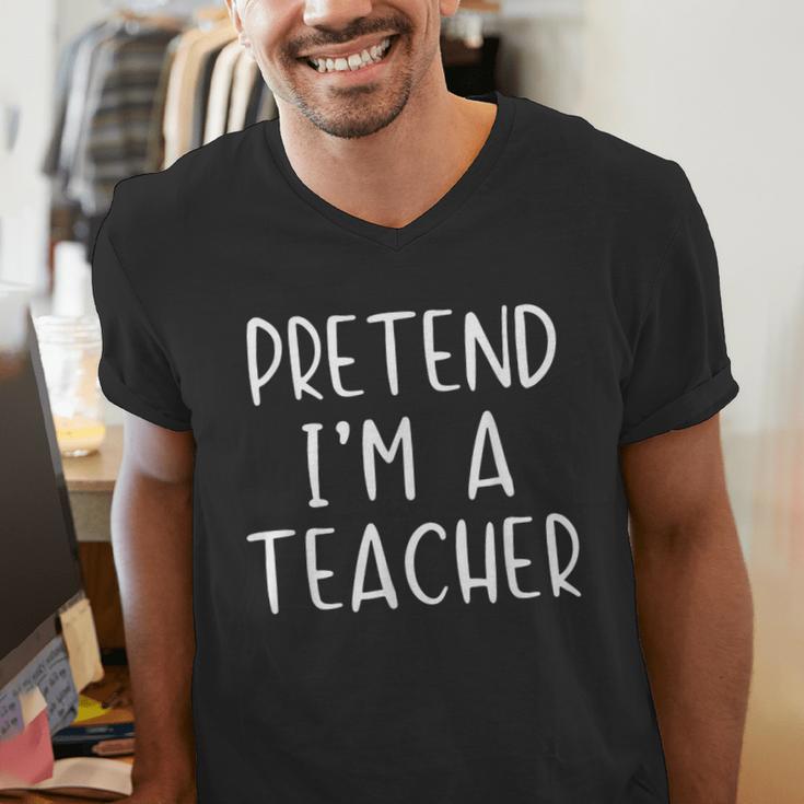 Pretend I'm A Teacher Costume Halloween Simple Adult Kid Men's V-Neck T-Shirt, funny gift