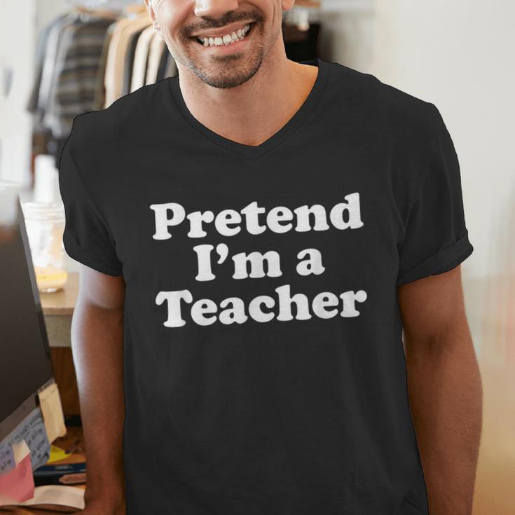 Pretend I'm A Teacher Lazy Easy Halloween Costume Men's V-Neck T-Shirt, funny gift Pretend I'm A Teacher Lazy Easy Halloween Costume Men's V-Neck T-Shirt, funny gift