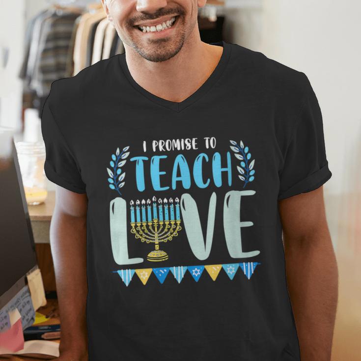 I Promise To Teach Love Hanukkah Chanukah Jewish Teacher Men's V-Neck T-Shirt, funny gift