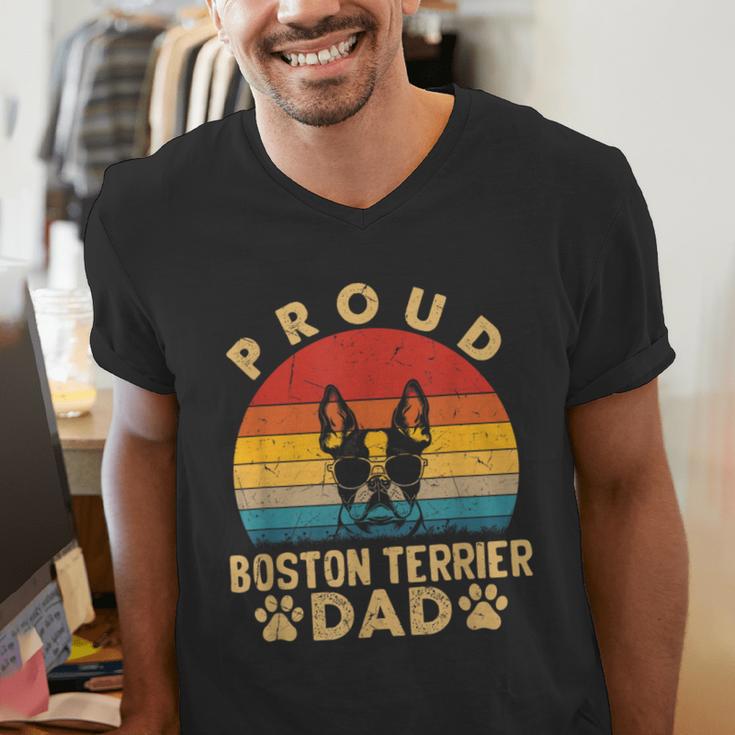 Proud Boston Terrier Dad Dog Owner Fathers Day Men Women Kids Men's V-Neck T-Shirt, Boston Terrier Dad Shirts, funny gift