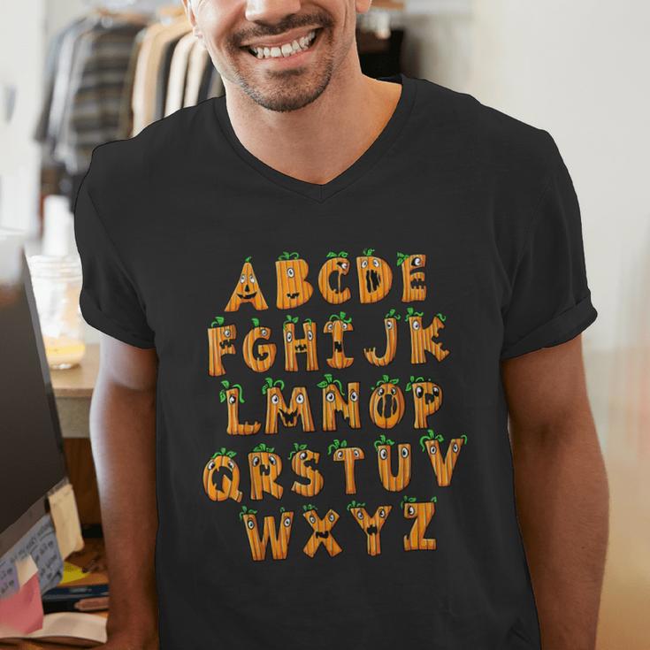 Pumpkin ABC Halloween Alphabet Costume School Teacher Kids Men's V-Neck T-Shirt, funny gift