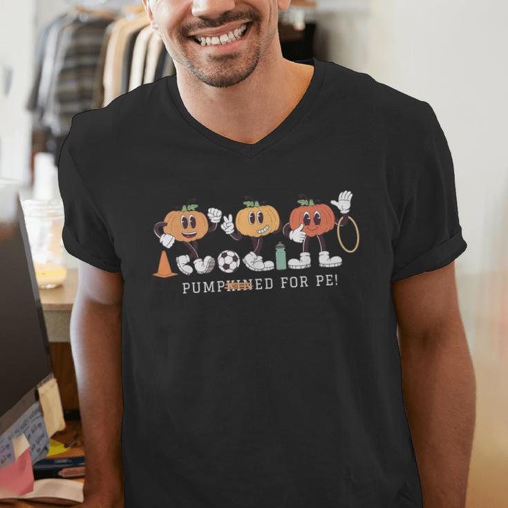Pumpkin PE Teacher Team Physical Education Autumn Fall Men's V-Neck T-Shirt, Pe Teacher Shirts, funny gift