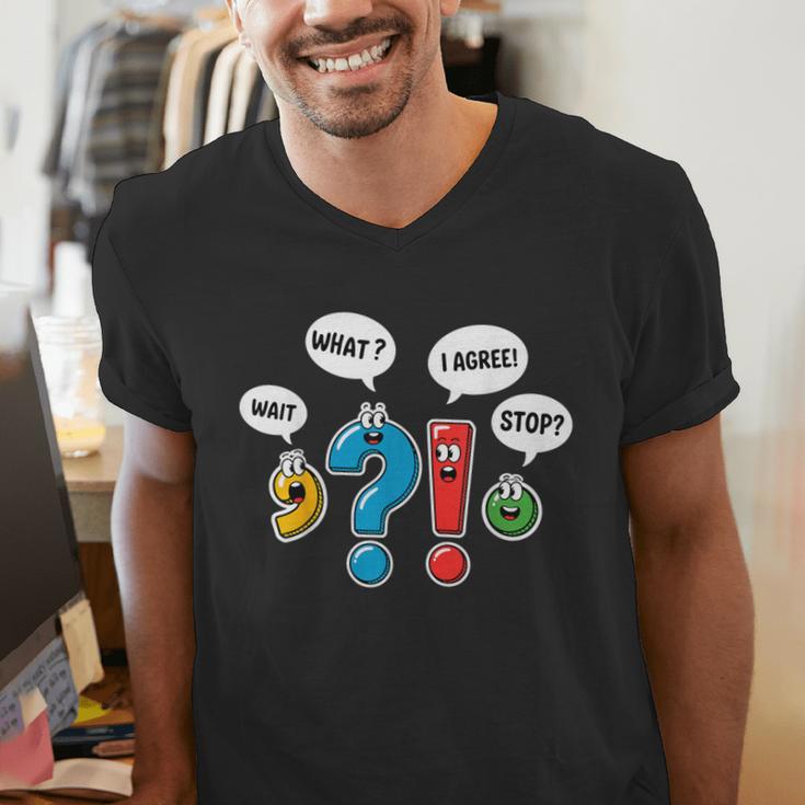 Punctuation Marks Wait What I Agree Stop English Teacher Men's V-Neck T-Shirt, English Teacher Shirts, funny gift Punctuation Marks Wait What I Agree Stop English Teacher Men's V-Neck T-Shirt, English Teacher Shirts, funny gift