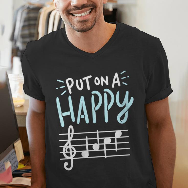 Put On A Happy Face Music Music Teacher Men's V-Neck T-Shirt, funny gift Put On A Happy Face Music Music Teacher Men's V-Neck T-Shirt, funny gift