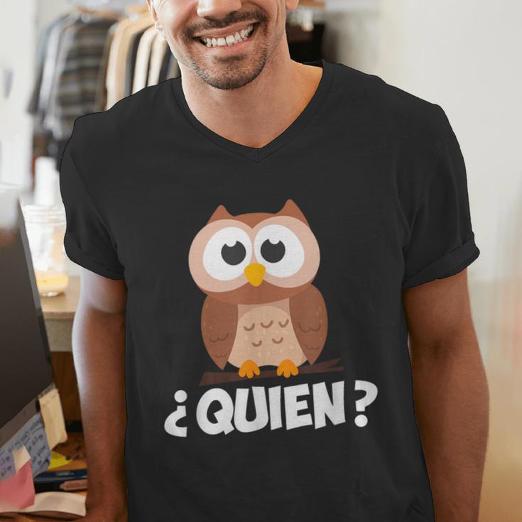 Quien Who Owl Spanish Teacher Men's V-Neck T-Shirt, funny gift Quien Who Owl Spanish Teacher Men's V-Neck T-Shirt, funny gift