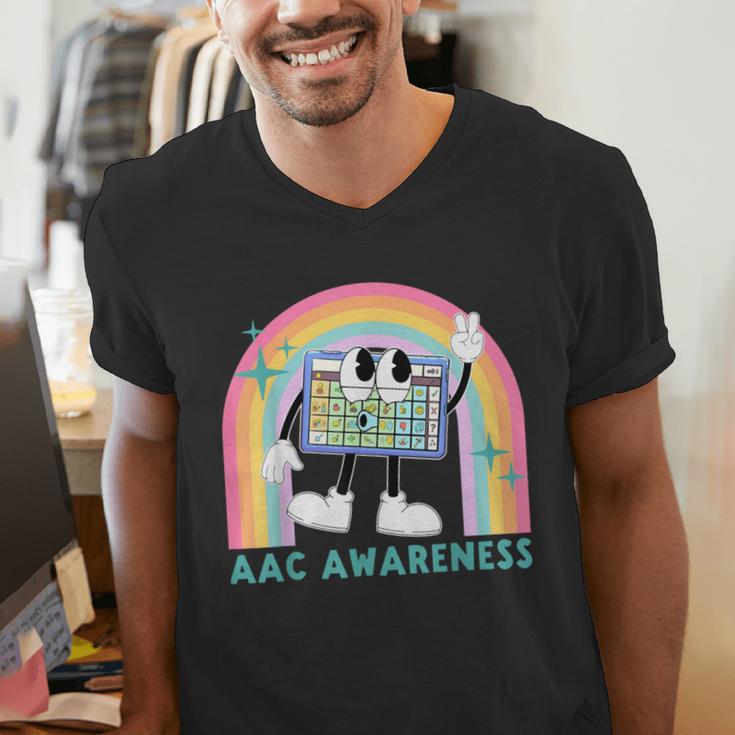 Rainbow AAC Awareness Month SPED Teacher SLP Communication Men's V-Neck T-Shirt, funny gift