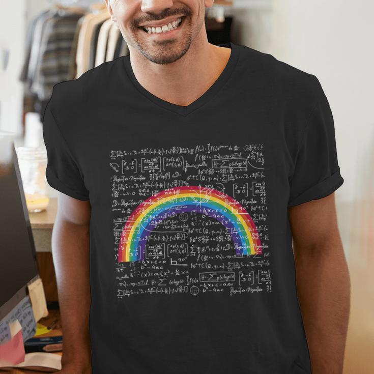 Rainbow Math Equation Teacher Nerd Retro LGBT Gay Pride Flag Men's V-Neck T-Shirt, funny gift