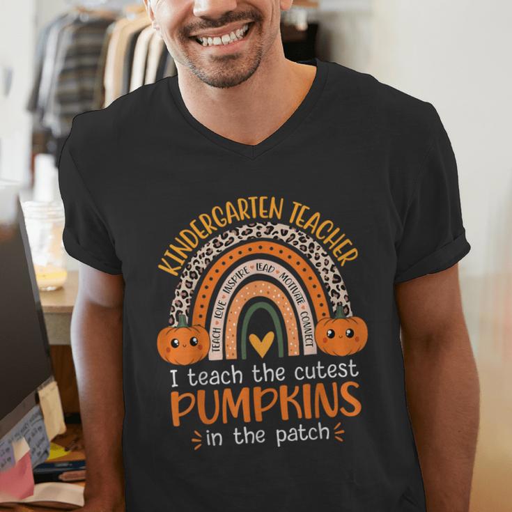 Rainbow I Teach The Cutest Pumpkins Kindergarten Teacher Men Women Men's V-Neck T-Shirt, funny gift Rainbow I Teach The Cutest Pumpkins Kindergarten Teacher Men Women Men's V-Neck T-Shirt, funny gift