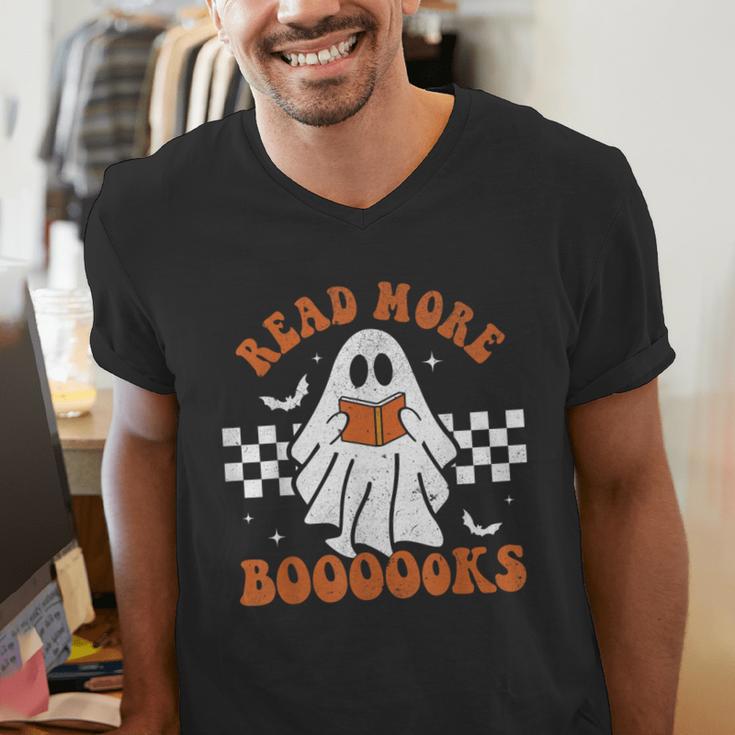 Read More Books Cute Ghost Reading Book Teacher Halloween Men's V-Neck T-Shirt, funny gift