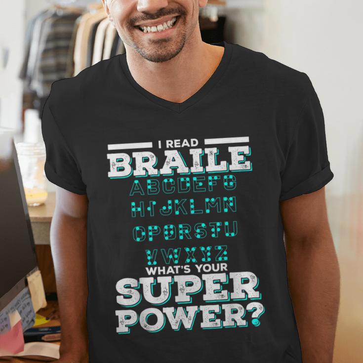 I Read Braille Tell Me Your Superpower Braille Teacher For Men Women Men's V-Neck T-Shirt, funny gift I Read Braille Tell Me Your Superpower Braille Teacher For Men Women Men's V-Neck T-Shirt, funny gift