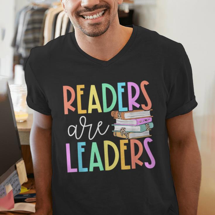 Readers Are Leaders Reading Book Lovers Teacher Women Kids Men's V-Neck T-Shirt, funny gift