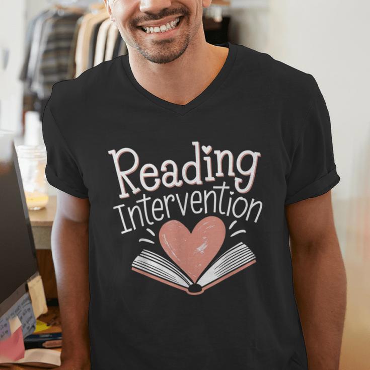 Reading Intervention Teacher Men's V-Neck T-Shirt, funny gift