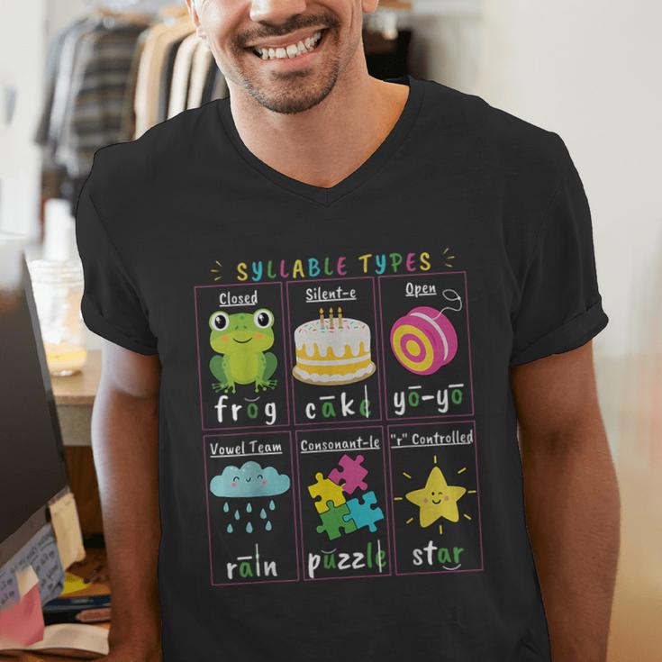 Reading Teacher Syllable Types Phonics Phonemic Awareness Men's V-Neck T-Shirt, funny gift Reading Teacher Syllable Types Phonics Phonemic Awareness Men's V-Neck T-Shirt, funny gift