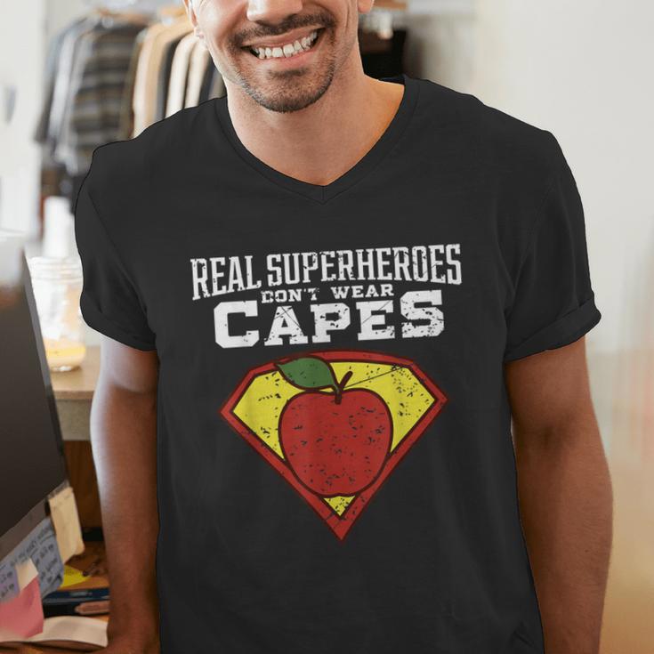 Real Superheroes Don't Wear Capes Teacher Shirt Teaching Te Men's V-Neck T-Shirt, funny gift Real Superheroes Don't Wear Capes Teacher Shirt Teaching Te Men's V-Neck T-Shirt, funny gift
