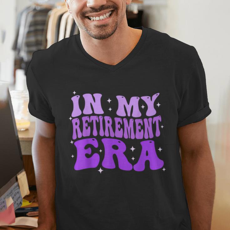 In My Retirement Era Groovy Retired Teacher 2025 Women Men's V-Neck T-Shirt, Groovy Teacher Shirts, funny gift In My Retirement Era Groovy Retired Teacher 2025 Women Men's V-Neck T-Shirt, Groovy Teacher Shirts, funny gift