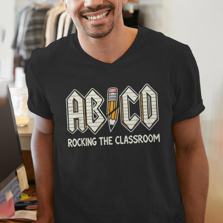 Retro Abcd Teacher Novelty Back To School Teacher Men's V-Neck T-Shirt, funny gift Retro Abcd Teacher Novelty Back To School Teacher Men's V-Neck T-Shirt, funny gift