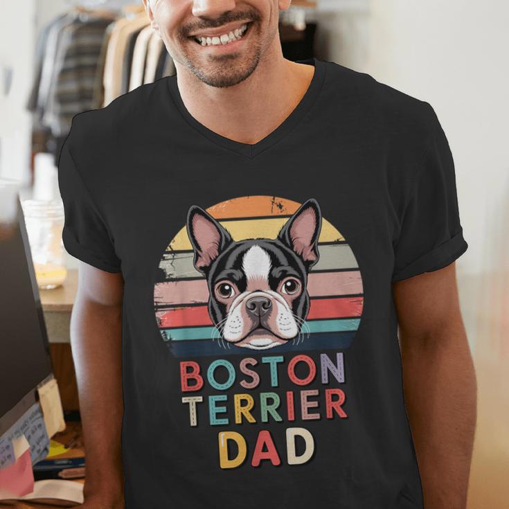 Retro Boston Terrier Dad Men's V-Neck T-Shirt, Boston Terrier Dad Shirts, funny gift