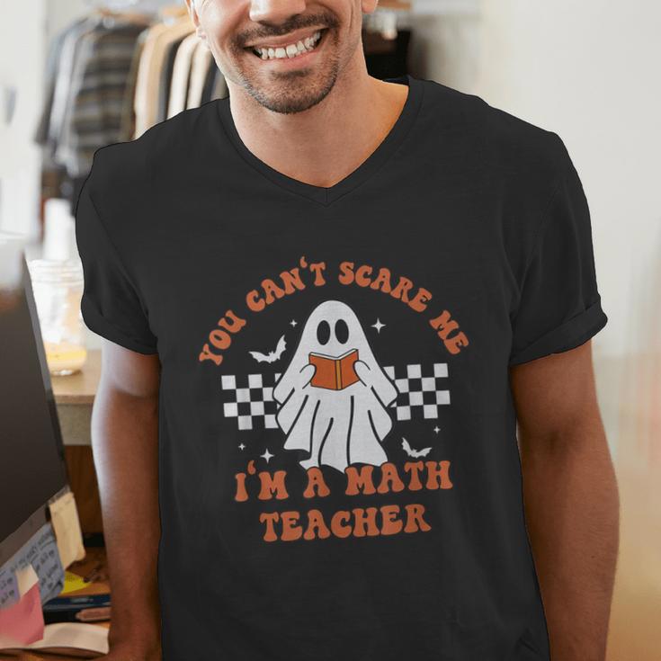 Retro You Can't Scare Me I'm A Math Teacher Cute Ghost Women Men's V-Neck T-Shirt, funny gift