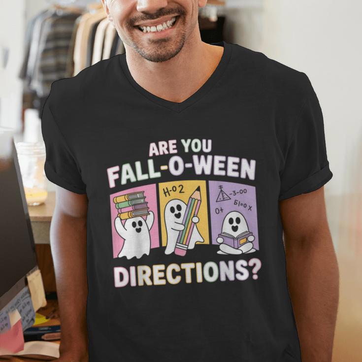 Retro Are You Fall O Ween Directions Teacher Halloween Ghost Men's V-Neck T-Shirt, funny gift