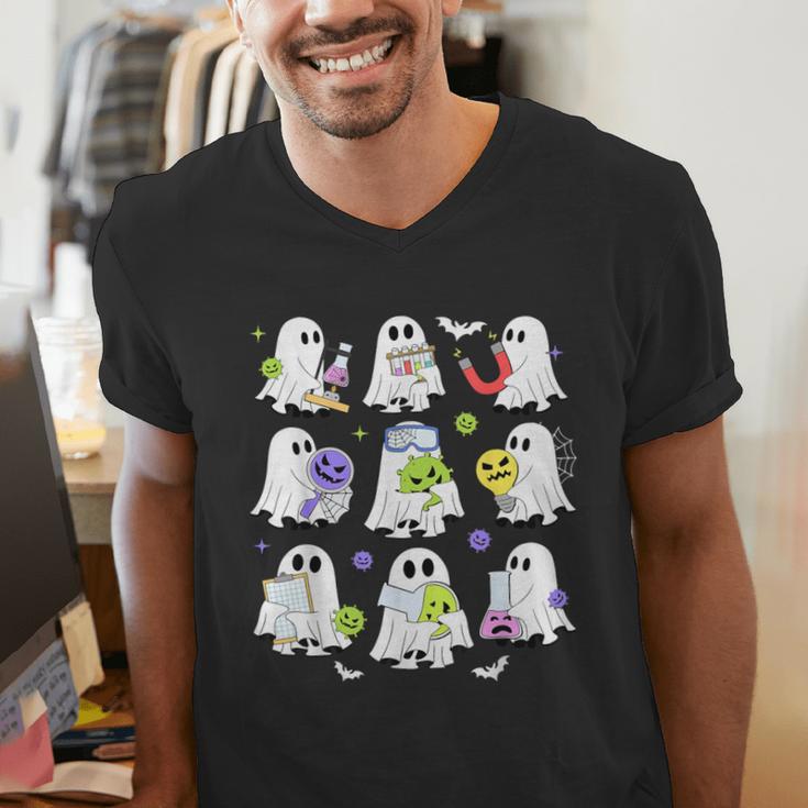 Retro Halloween Science Teacher Ghost Laboratory Teacher Men's V-Neck T-Shirt, Science Teacher Shirts, funny gift Retro Halloween Science Teacher Ghost Laboratory Teacher Men's V-Neck T-Shirt, Science Teacher Shirts, funny gift
