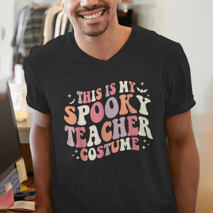 Retro Halloween This Is My Spooky School Teacher Costume Men's V-Neck T-Shirt, funny gift Retro Halloween This Is My Spooky School Teacher Costume Men's V-Neck T-Shirt, funny gift