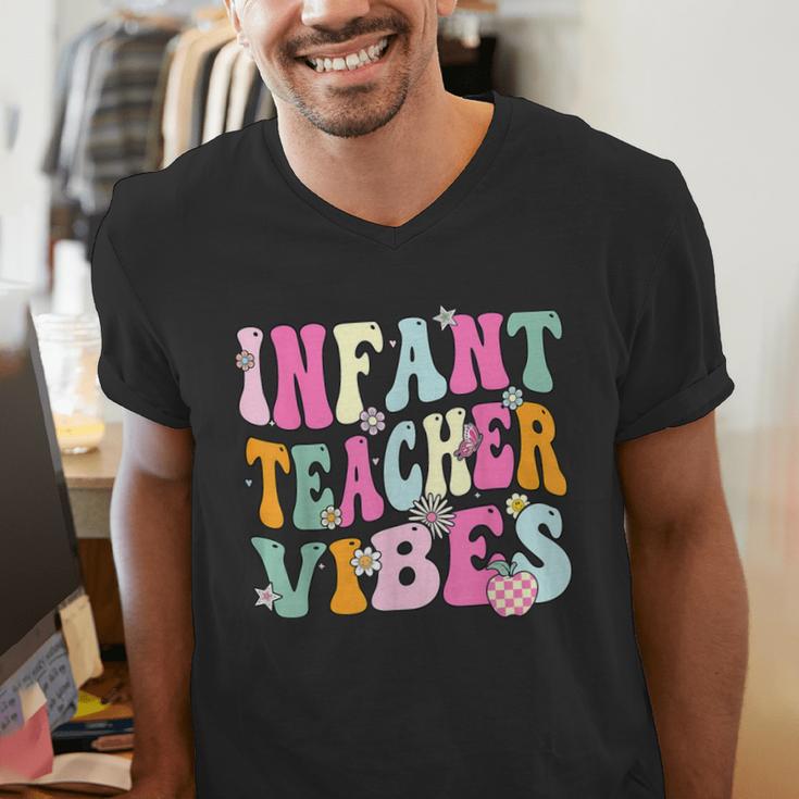 Retro Infant Teacher Vibes Women Daycare Teacher Men's V-Neck T-Shirt, funny gift