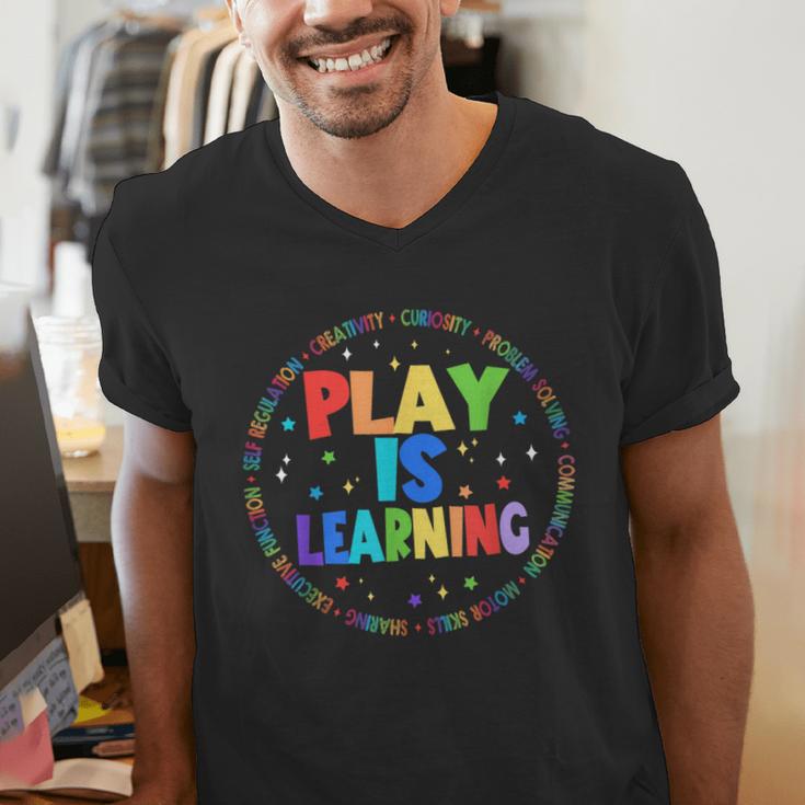 Retro Play Is Learning Teacher Back To School Men's V-Neck T-Shirt, funny gift