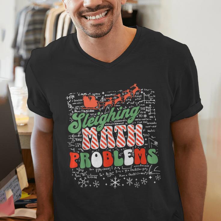 Retro Sleighing Math Problems Santa Math Teacher Christmas Men's V-Neck T-Shirt, funny gift Retro Sleighing Math Problems Santa Math Teacher Christmas Men's V-Neck T-Shirt, funny gift