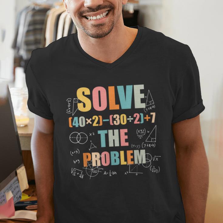 Retro Solve The Problem 67 Meme Joke Math Teacher Men's V-Neck T-Shirt, funny gift