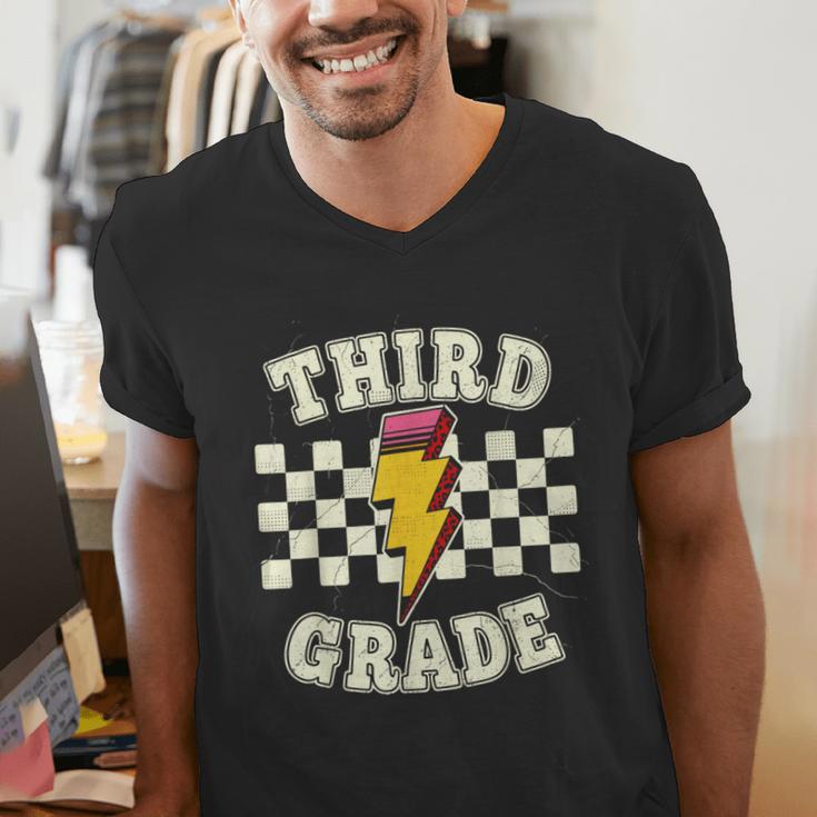 Retro Third Grade Teacher Lightning Bolt Pencil Teacher Kids Men's V-Neck T-Shirt, funny gift Retro Third Grade Teacher Lightning Bolt Pencil Teacher Kids Men's V-Neck T-Shirt, funny gift