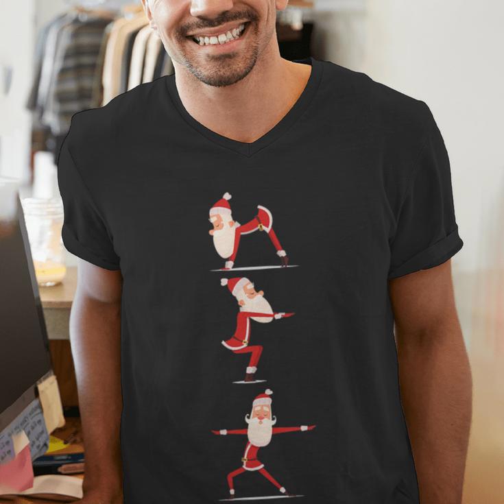 Santa Yoga Poses For Yogi Teacher Christmas Yoga Poses Men's V-Neck T-Shirt, funny gift Santa Yoga Poses For Yogi Teacher Christmas Yoga Poses Men's V-Neck T-Shirt, funny gift