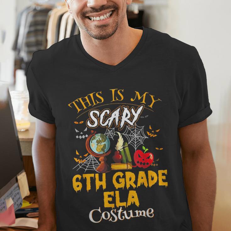 This Is My Scary 6th Grade ELA Costume Teacher Men Women Men's V-Neck T-Shirt, funny gift This Is My Scary 6th Grade ELA Costume Teacher Men Women Men's V-Neck T-Shirt, funny gift
