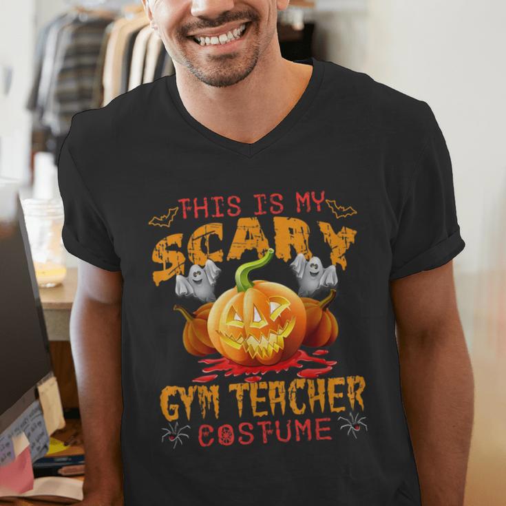 This Is My Scary Gym Teacher Costume Pumpkin Halloween Men Women Men's V-Neck T-Shirt, funny gift This Is My Scary Gym Teacher Costume Pumpkin Halloween Men Women Men's V-Neck T-Shirt, funny gift