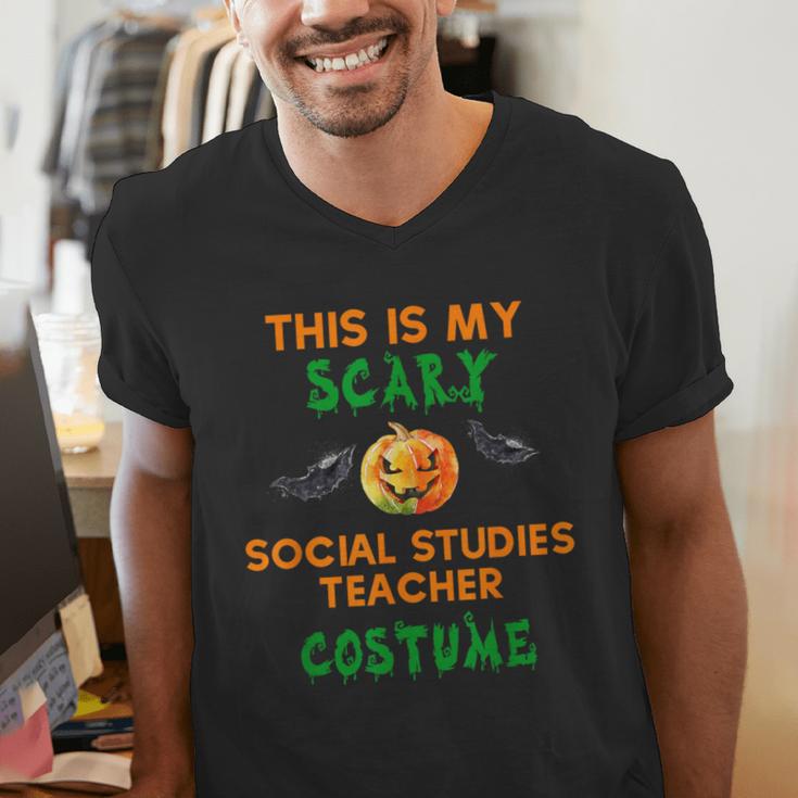 My Scary Social Studies Teacher Costume Halloween Men Women Men's V-Neck T-Shirt, funny gift