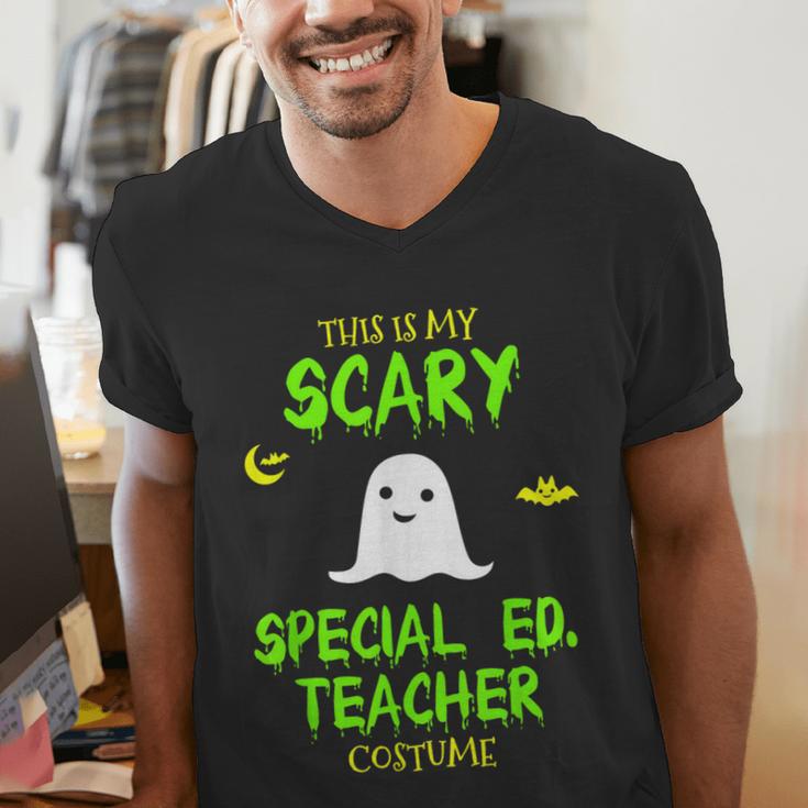 Scary Special Education Ed Teacher Costume Halloween Easy Men's V-Neck T-Shirt, funny gift Scary Special Education Ed Teacher Costume Halloween Easy Men's V-Neck T-Shirt, funny gift