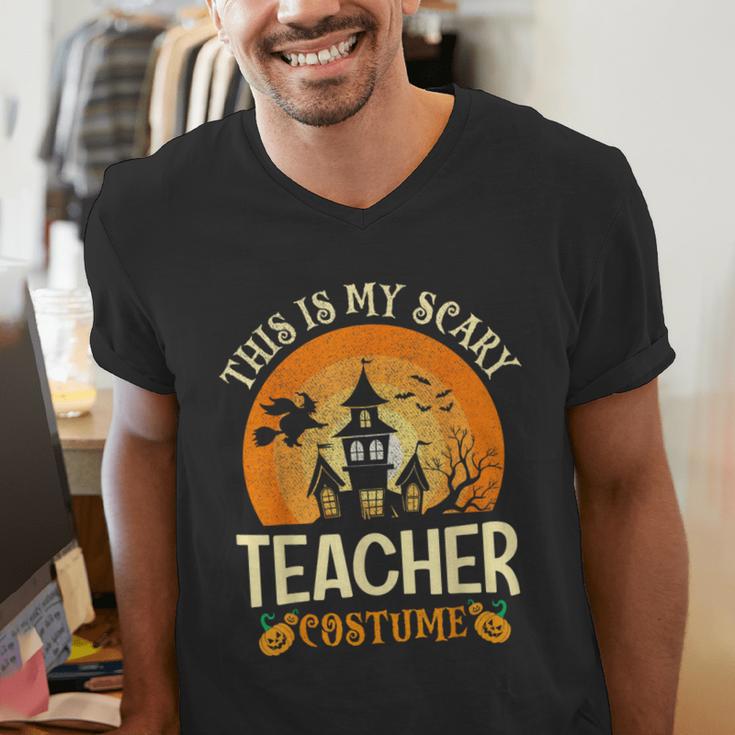 This Is My Scary Teacher Costume Halloween Men's V-Neck T-Shirt, funny gift This Is My Scary Teacher Costume Halloween Men's V-Neck T-Shirt, funny gift
