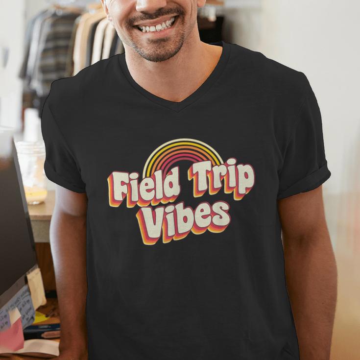 School Bus Trip Vibes Students Teachers Students Field Trip For Men Women Kids Men's V-Neck T-Shirt, funny gift