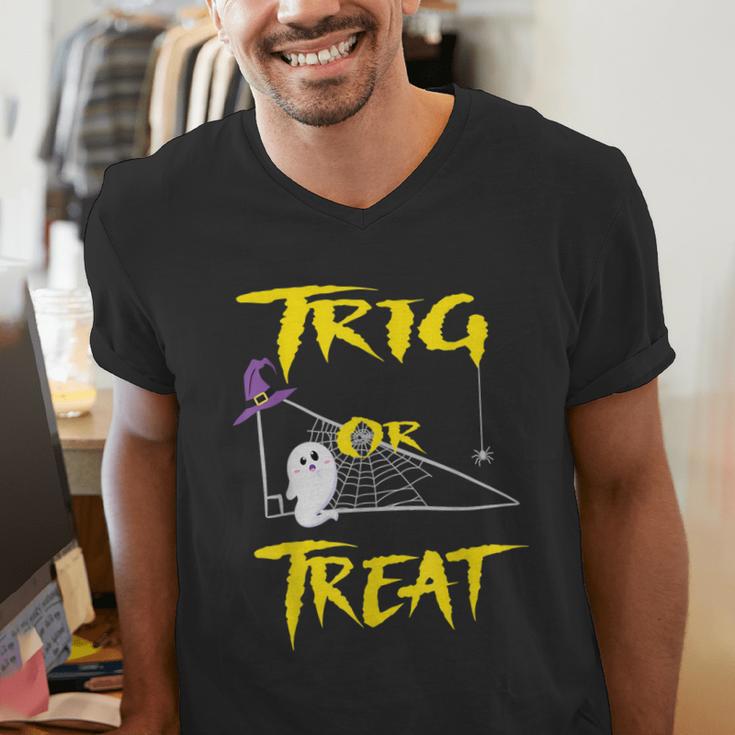 School Math Teacher Halloween 2022 Trig Or Treat Shirt Men's V-Neck T-Shirt, funny gift