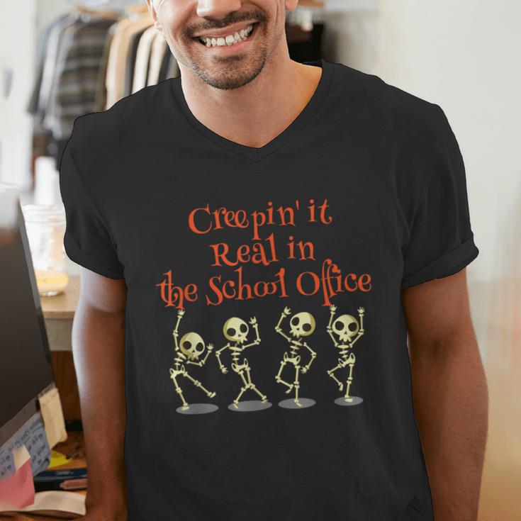 School Office Clerk Creepin' It Real HALLOWEEN Teacher Shirt Men's V-Neck T-Shirt, funny gift