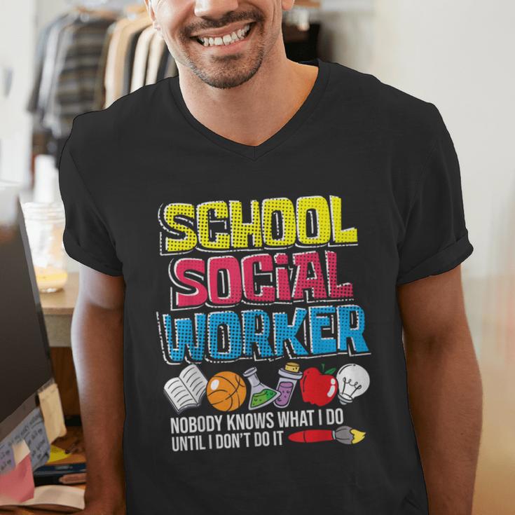 School Social Worker Teacher Caseworker Public Servant LSW Men's V-Neck T-Shirt, funny gift