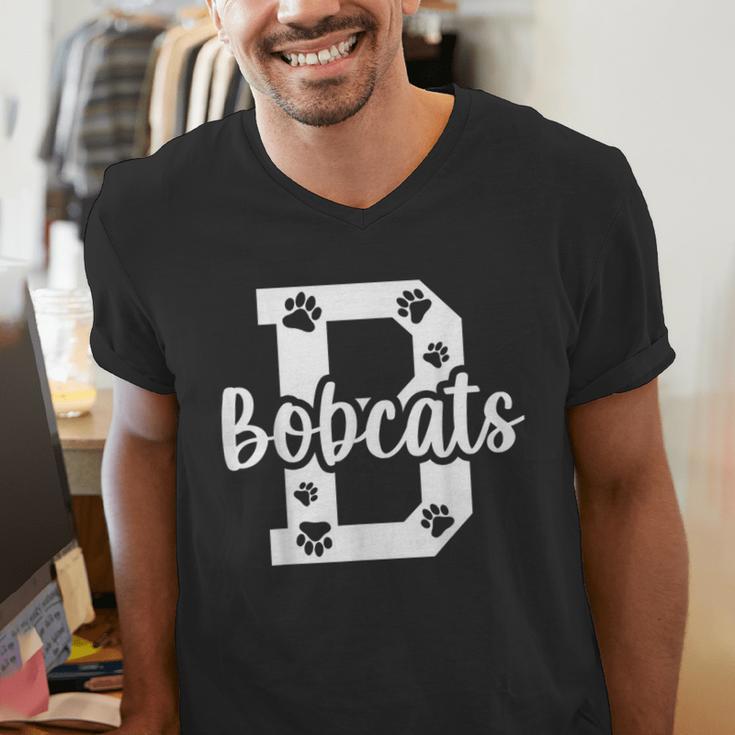 School Spirit Mascot Bobcats Back To School Teacher Student Men's V-Neck T-Shirt, funny gift School Spirit Mascot Bobcats Back To School Teacher Student Men's V-Neck T-Shirt, funny gift